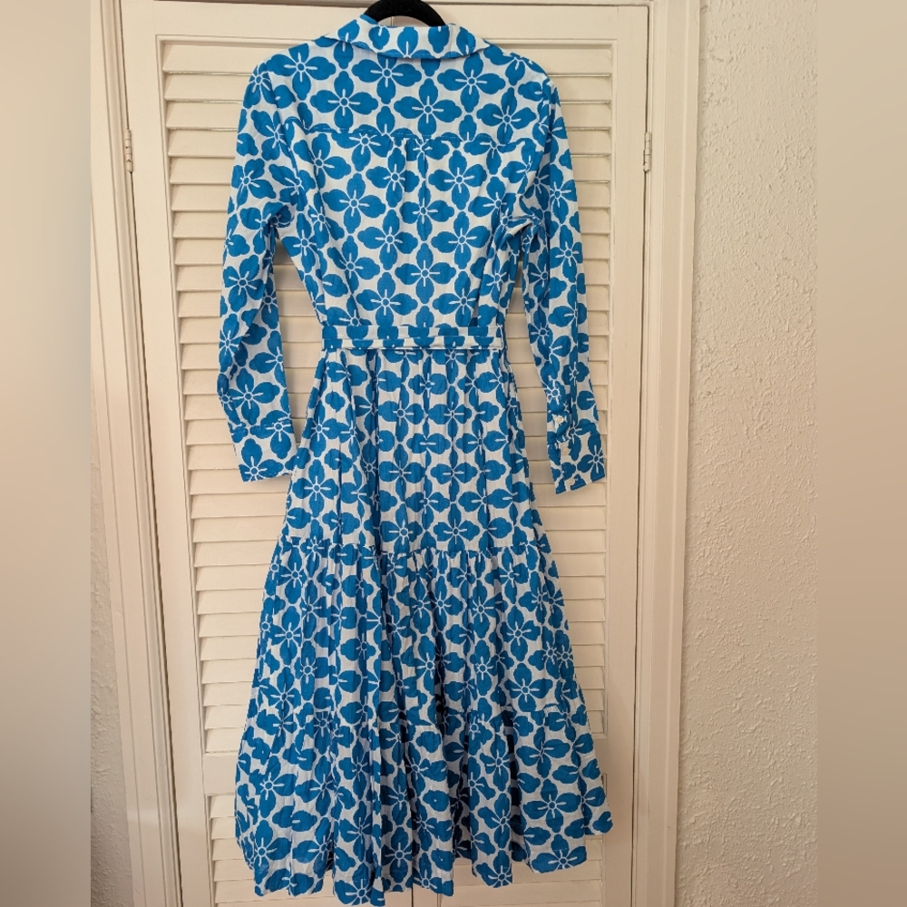 NWT Boden Paisley Tiered Shirt Dress - Indigo Floral Tile Pattern - Picture 9 of 9